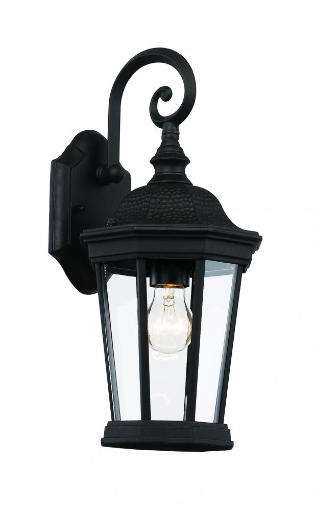 1LT WALL LANTERN-SML-BK-BEVELE